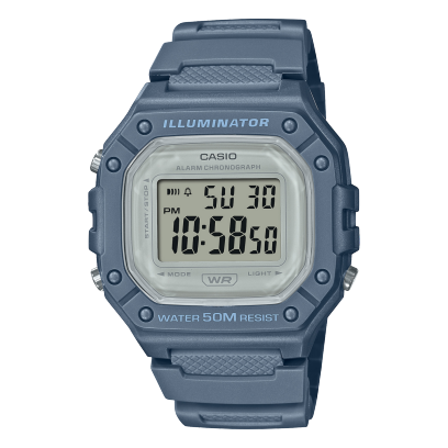Casio, Men’s Watch Digital, Grey Dial Blue Resin Band, W-218HC-2AVDF