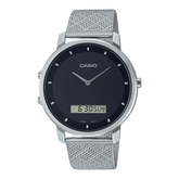 Casio,Men's Watch Analog-Digital, Black Dial Silver Stainless Steel Mesh Band, MTP-B200M-1EDF