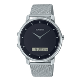 Casio,Men's Watch Analog-Digital, Black Dial Silver Stainless Steel Mesh Band, MTP-B200M-1EDF