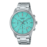 Casio Men's Watch Analog Tiffany Blue Dial With Silver Stainless Steel Band, MTP-E515D-2A2VDF