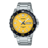 Casio, Men's Watch Analog, Yellow Dial Silver Stainless Band, MTD-125D-9AVDF
