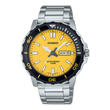 Casio, Men's Watch Analog, Yellow Dial Silver Stainless Band, MTD-125D-9AVDF