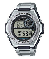Casio,Men's Watch Digital, Grey Dial Silver Stainless Steel Band, MWD-100HD-1AVDF