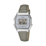 Casio men analog watch, stylish dial with grey leather strap, model CS-LA680WEL-8A2DF, Bahrain