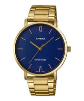 Casio Men's Watch Analog, Blue Dial Gold Stainless Steel Strap, MTP-VT01G-2BUDF