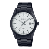 Casio, Men’s Watch Analog,White Dial Black Stainless Steel Band, MTP-VD03B-7A