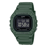 Casio Men's Watch Digital Black Dial with Green Resin Band, W-218H-3BVDF
