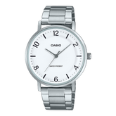 Casio Men's Watch Analog White Dial with Silver Stainless Steel Band, MTP-VT03D-7BDF