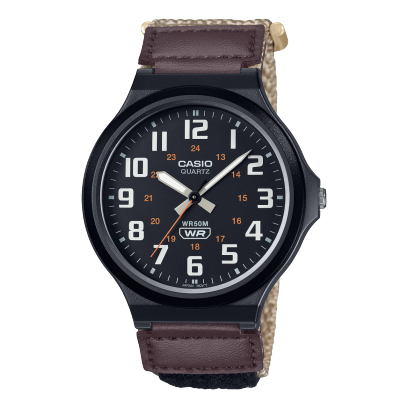 Casio men analog watch, black dial with comfortable strap, model CS-MW-240B-5BVDF, Bahrain