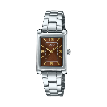 Casio men analog watch, red dial with silver stainless steel band, model CS-LTP-1234DD-5ADF, Bahrain