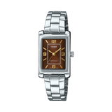 Casio Women's Watch Analog Meroon Dial With Silver Stainless Steel Band, LTP-1234DD-5ADF