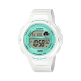 Casio Women's Watch Digital Green Dial with White Resin Band, LWS-1200H-7A3VDF