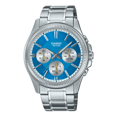 Casio men analog watch, blue dial with comfortable strap, model CS-MTP-1375D-2A2VDF, Bahrain