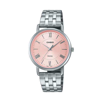Casio, Women’s Watch Analog, Pink Dial Silver Stainless Steel, LTP-B110D-4AVDF