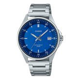 Casio, Men's Watch Analog, Blue Dial Silver Stainless Steel Band, MTP-E705D-2E