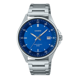 Casio, Men's Watch Analog, Blue Dial Silver Stainless Steel Band, MTP-E705D-2E