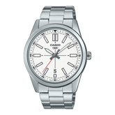 Casio, Men’s Watch Analog, White Dial Silver Stainless Steel Band, MTP-VD02D-7EUDF