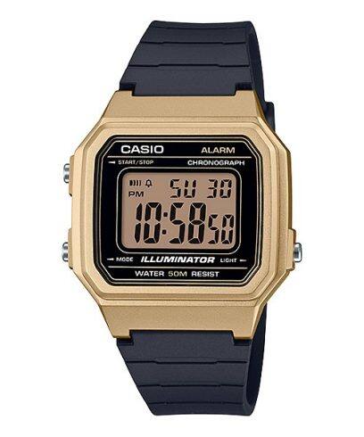 Casio, Men’s Watch Digital, Gold Dial Black Resin Band, W-217HM-9AVDF