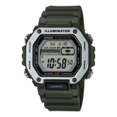 Casio,Men's Watch Digital, Grey Dial Green Resin Band, MWD-110H-3AVDF