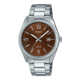 Casio Men's Watch Analog Meroon Dial With Silver Stainless Steel Band, MTP-1302DD-5AVDF