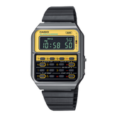 Casio Vinatge Unisex Watch Digital Yellow Dial With Black Stainless Steel Band, CA-500WE-7BDF