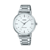 Casio Women's Watch Analog White Dial with Silver Stainless Steel Band, LTP-VT03D-7BDF