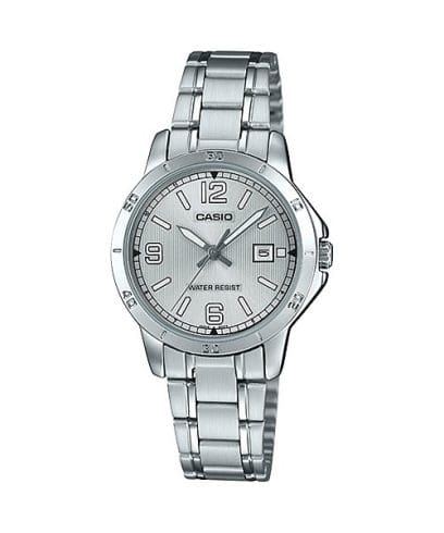Casio, Women’s Watch Analog, Silver Dial Silver Stainless Steel Band, LTP-V004D-7B2UD