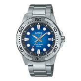 Casio Men's Divers Style 100 m Water Resist Blue Dial With Stainless Steel Band, MTD-140D-2AVDF