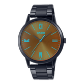 Casio,Men's Watch Analog,Brown Dial Black Stainless Steel Band, MTP-E600B-1BDF