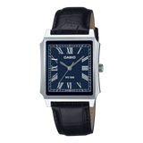Casio men analog watch, blue dial with leather strap, model CS-MTP-B190L-2BVDF, Bahrain