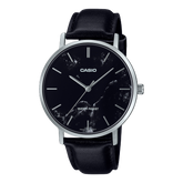 Casio Men's Watch Analog Black Dial with Black Leather Strap, MTP-VT01LM-1AUDF