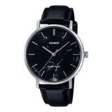 Casio Men's Watch Analog Black Dial with Black Leather Strap, MTP-VT01LM-1AUDF