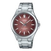 Casio Sapphire Men's Solar Powered Watch Analog Green Gradient Dial with Silver Stainless Steel Band, MTS-RS100D-5ADF