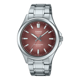 Casio Sapphire Men's Solar Powered Watch Analog Green Gradient Dial with Silver Stainless Steel Band, MTS-RS100D-5ADF