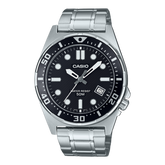 Casio Men's Watch Analog Black Dial with Silver Stainless Steel Band, MTD-135D-1AVDF