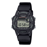 Casio Unisex Watch Digital Dial with Black Fabric Band, W-220H-1AVDF
