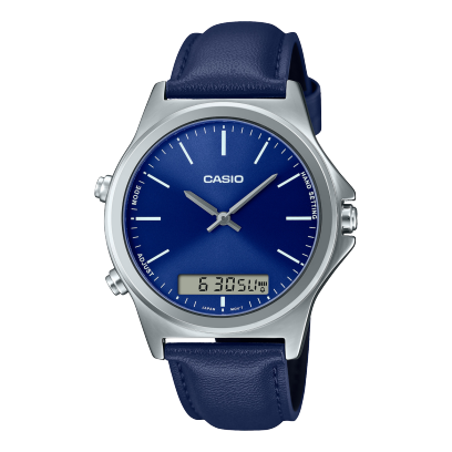 Casio, Men’s Watch Analog-Digital, Blue Dial Blue Leather Band, MTP-VC01L-2EUDF
