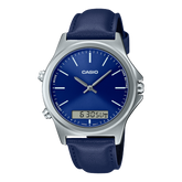 Casio, Men’s Watch Analog-Digital, Blue Dial Blue Leather Band, MTP-VC01L-2EUDF