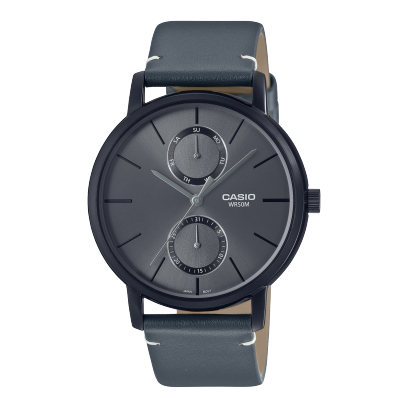 Casio,Men's Watch Analog, Grey Dial Grey Leather Band, MTP-B310BL-1AVD
