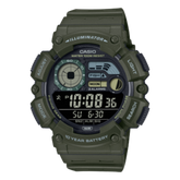 Casio Men's Watch Digital Black Dial With Green Resin Band, WS-1500H-3BVDF