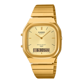 Casio men analog watch, golden dial with golden stainless steel band, model CS-AQ-240EG-9ADF, Bahrain