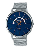 Casio, Men’s Watch Analog, Blue Dial Silver Stainless Steel Mesh Band, MTP-B105M-2AVDF