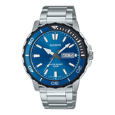 Casio Men's Watch Analog Blue Dial With Silver Stainless Steel Band, MTD-125D-2A1VDF