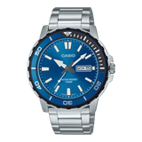 Casio Men's Watch Analog Blue Dial With Silver Stainless Steel Band, MTD-125D-2A1VDF