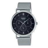 Casio,Men's Watch Analog, Black Dial Silver Stainless Steel Mesh Band, MTP-B300M-1AVDF