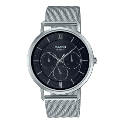 Casio men analog watch, black dial with comfortable strap, model CS-MTP-B300M-1AVDF, Bahrain