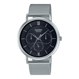 Casio,Men's Watch Analog, Black Dial Silver Stainless Steel Mesh Band, MTP-B300M-1AVDF