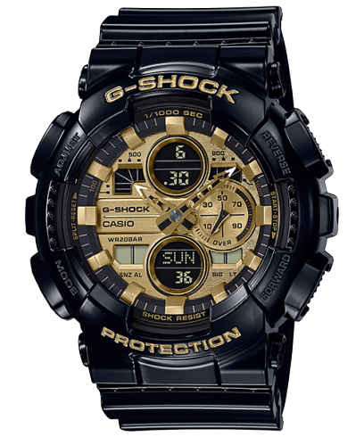 G-Shock Men's Watch Analog-Digital Gold Dial Black Resin Band, GA-140GB-1A1DR
