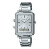 Casio,Men's Watch Analog-Digital, Silver Dial Silver Stainless Steel  Band, MTP-B205D-7EDF