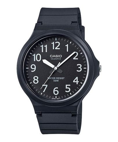 Casio men analog watch, black dial with comfortable strap, model CS-MW-240-1BVDF, Bahrain